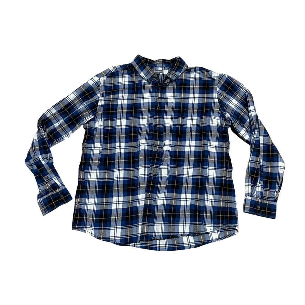 Eddie Bauer Men's XL Classic Fit Blue Plaid Cotton Long Sleeve Button Down Shirt